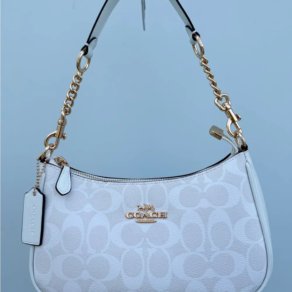 Coach Teri Shoulder Bag White Signature Canvas